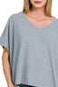 Zenana Ribbed V-Neck Short-Sleeve Knit Top