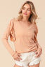 BiBi Triblend V Neck Top with Shoulder Shrring Detail