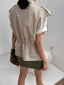 Drawstring Zip Up Vest Coat