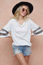 BiBi Triblend Knit Top with Leopard Band Detail