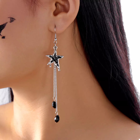 Star & Moon Chain Drop Earrings