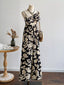 Floral Print Bowknot Wide Leg Jumpsuit