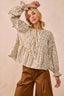 BiBi Floral Printed Peplum Blouse with Shirring and Tied