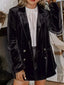 Velvet Lapel Collar Button Up Blazer