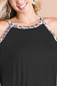 BiBi Jersey Knit Cold Shoulder Top with Leopard Neck