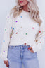 Heart Sequin Round Neck Long Sleeve Sweater