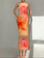 Tropical Flower Print Bodycon Tube Dress