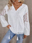 Tassel Tie Neck Balloon Sleeve Lace Top