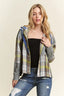 ADORA Button Down Plaid Hoodie Shacket