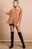BiBi Brushed Stripe Hacci Top with Wide Neck