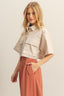HYFVE Front Pockets Poplin Collared Neck Crop Shirt