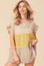 BiBi Flroal Printed Woven Color Block and Tiered Top