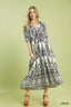 Umgee Two tone Border Print Midi Dress