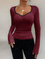 Ribbed Long Sleeve Fitted T-Shirt