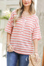 And The Why Stripe Knit Snap Button Front Casual Top