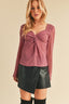 Aemi + Co Twisted Sweetheart Neck Long Sleeve Blouse