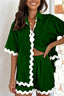 Contrast Trim Half Sleeve Top and Shorts Set