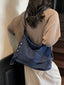 Casual Denim Crossbody Bag with Button Detail