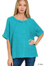 Zenana Washed Double Gauze Exposed Seam Short Sleeve Top