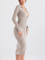 Button Front Long Sleeve Sweater Dress