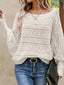 Openwork Boat Neck Lantern Sleeve Sweater