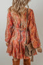 Boho Paisley Print Long Sleeve Mini Dress