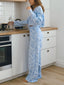 Tie Front Long Sleeve Top and Pants Lounge Set