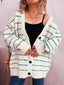 Striped Button-Up Cardigan with V-Neck Design