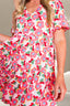 Scalloped Hem Flower Printed Short Sleeve Dress