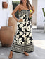 Floral Print Strapless Tie Front Wide Leg Jumpsuit