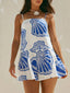 Shell Print Sleeveless Summer Mini Dress