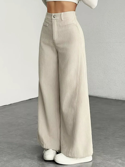 High Waist Corduroy Wide Leg Pants