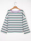 Stripe Oversize Drop Shoulder Long Sleeve Casual Top