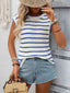 Striped Knit Round Neck Sweater Vest
