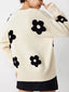 Button Down Floral Applique Knit Cardigan