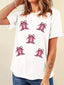 Sequined Cowgirl Boots Patched Custom Print T Shirt