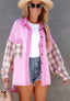 Plaid Button Up Shacket with Chest Pockets