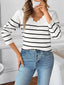 Striped V-Neck Long Sleeve Sweater