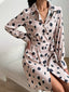 Printed Long Sleeve Mini Shirt Dress