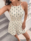 Bow Print Halter Neck Smocked Romper