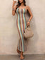 Striped Scoop Neck Bodycon Midi Dress