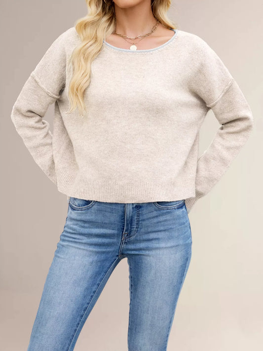 Round Neck Dropped Shoulder Sweater