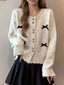 Bow Button Up Ribbed Hem Cardigan