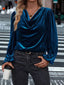 Full Size Velvet Cowl Neck Blouse Plus Size