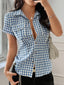 Gingham Check Short Sleeve Button-Up Shirt
