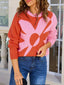 Floral Pattern Color Block Sweater