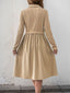 Perfee Fake Two Piece Collared Neck Long Sleeve Midi Dress