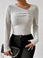 Decor Button Ribbed Long Sleeve Top