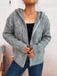 Cable Knit Hooded Zip-Up Cardigan