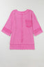 Pocketed Round Neck Three-Quarter Sleeve T-Shirt